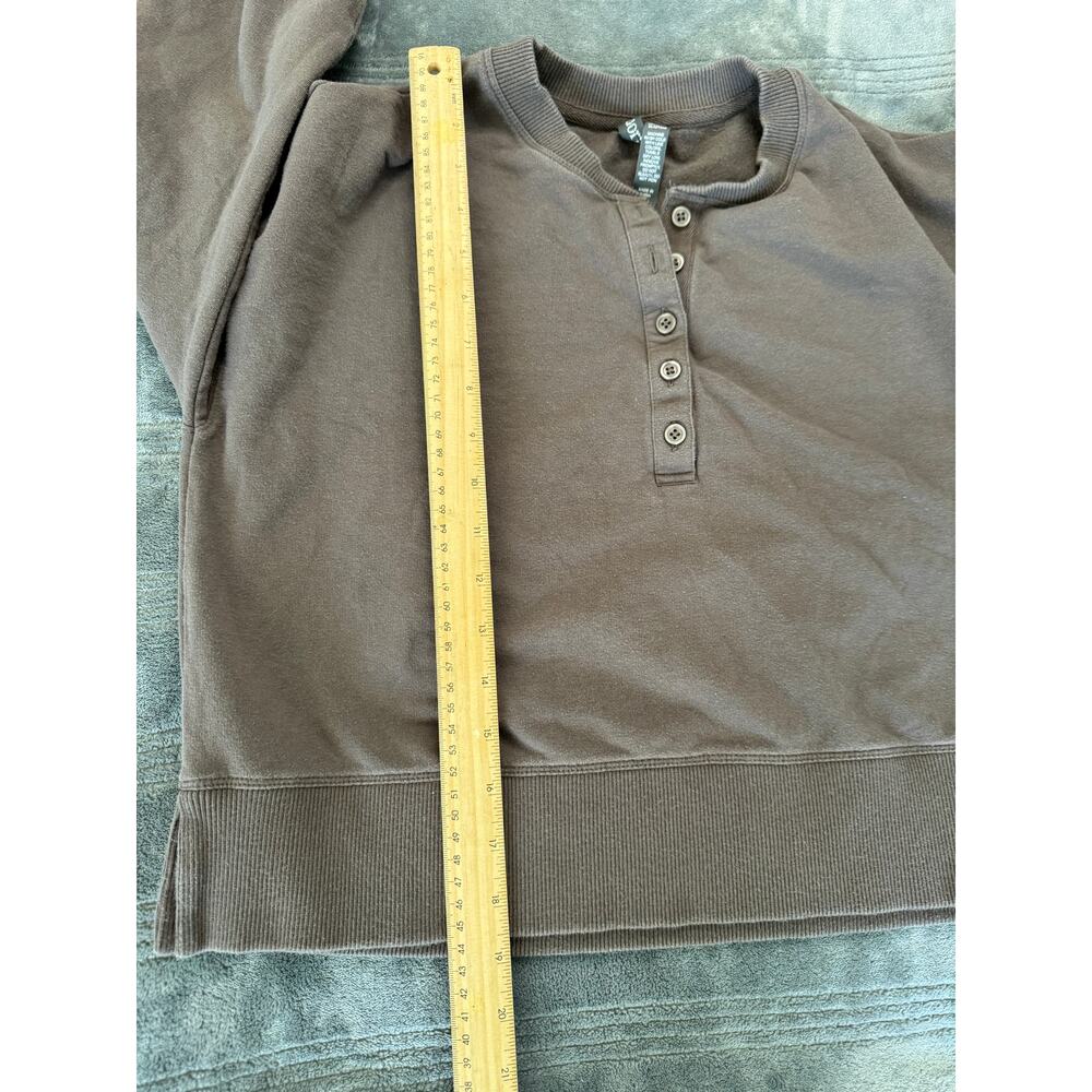 Vuori Laguna Henley in Cocoa Heather Long Sleeve Organic Cotton Sweater Women XS - Picture 13 of 16